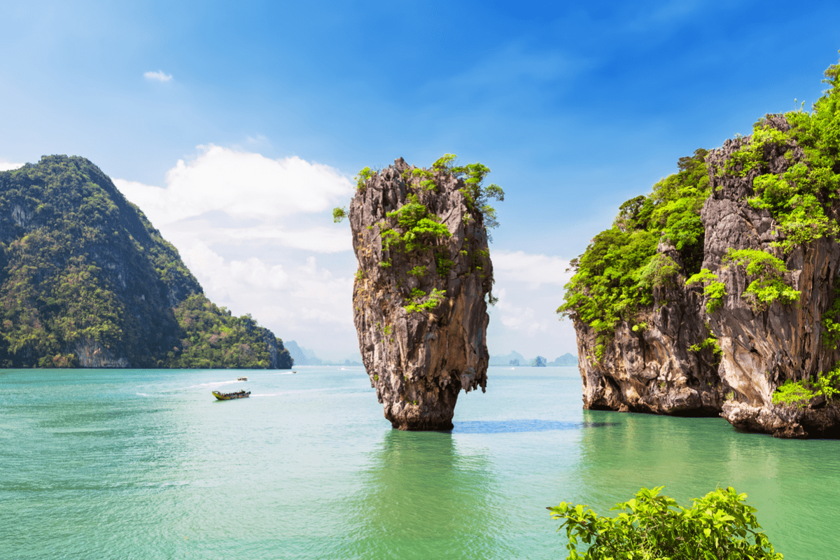 Khao Phing Kan, aka, james bond island, a limestone rock in the middle of the sea which seems to defy gravity with a thin base and wide top
