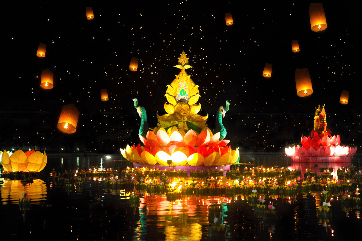Loi Krathong lantern festival - Krabi Island Thailand