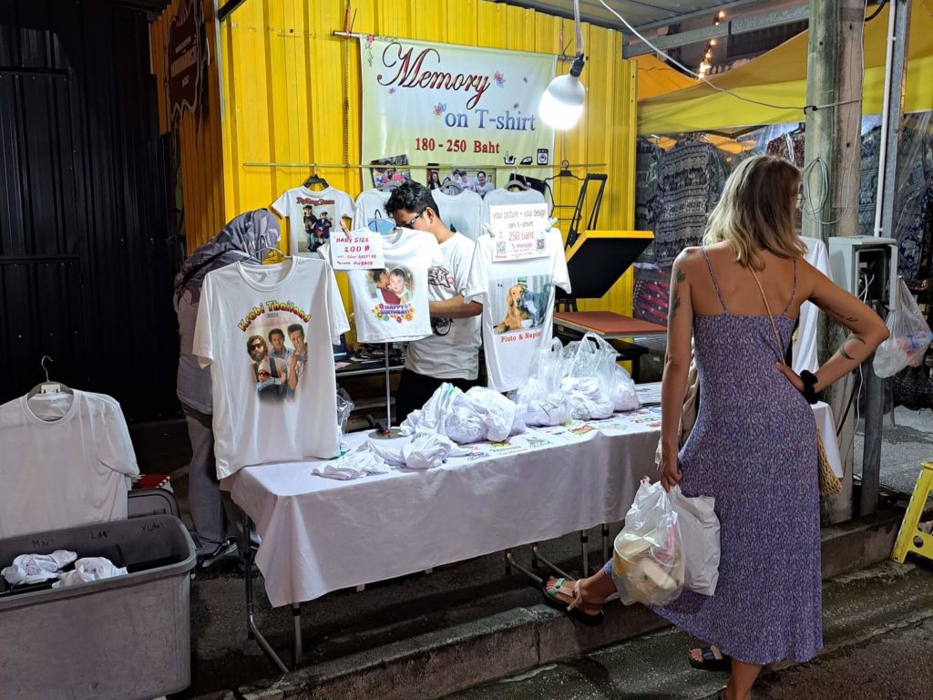 clothing stalls at krabi night market