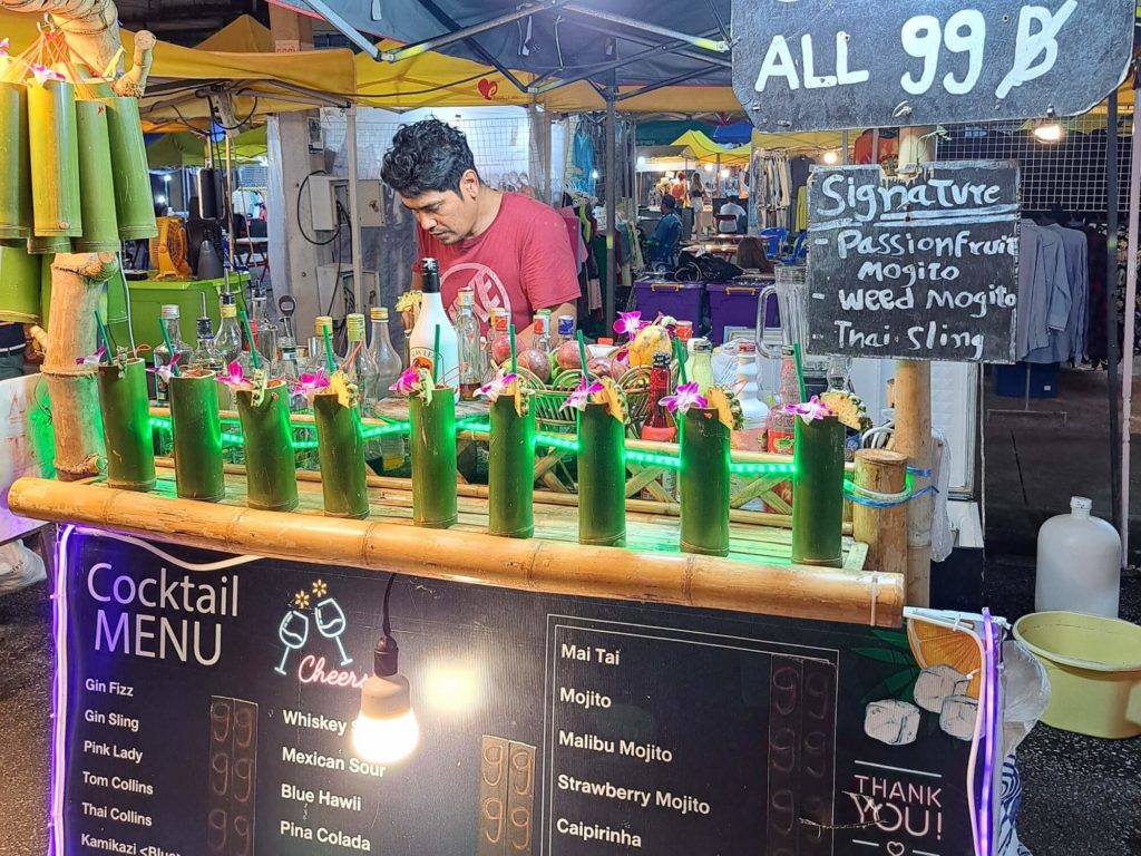 a cocktails and drinks  stand at krabi night market