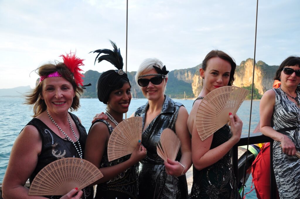 bachelorette fancy dress on krabi sunset cruise