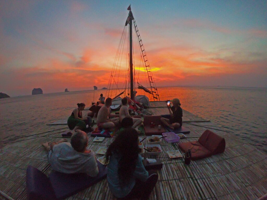 aonang sunset seen from the top deck of krabi sunset cruise
