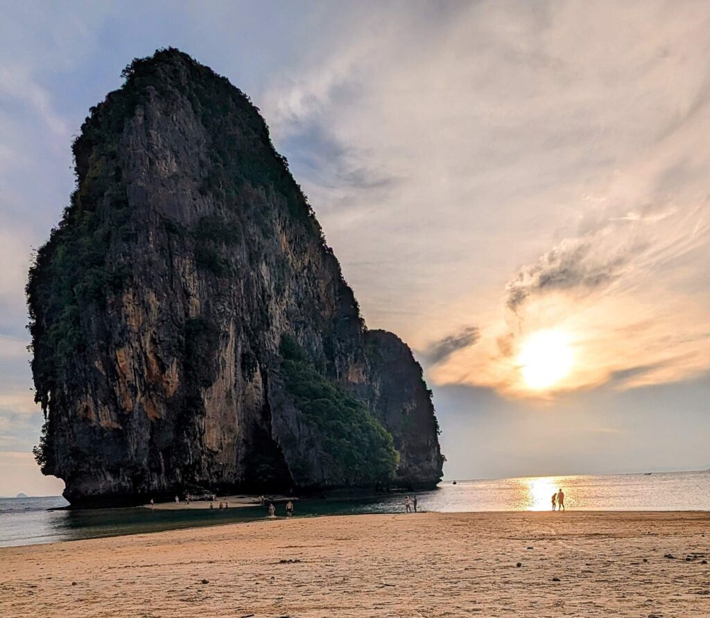 sunsets on pranang beach overlooking the nearby krabi islands